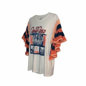 Beach Boys Graphic Tee with Crochet Sleeves